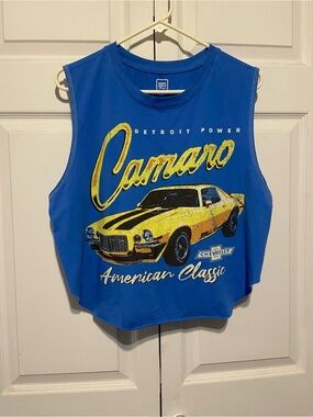 Camaro Blue Crop Tank Top - Women's